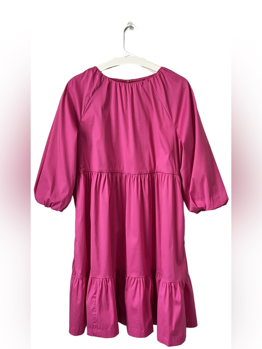 Chico’s Bahamian Pink Balloon Sleeve Tiered Dress Size 1 US 8